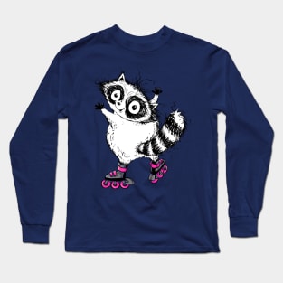 A Cute Little Raccoon on Some Sweet Blades Long Sleeve T-Shirt